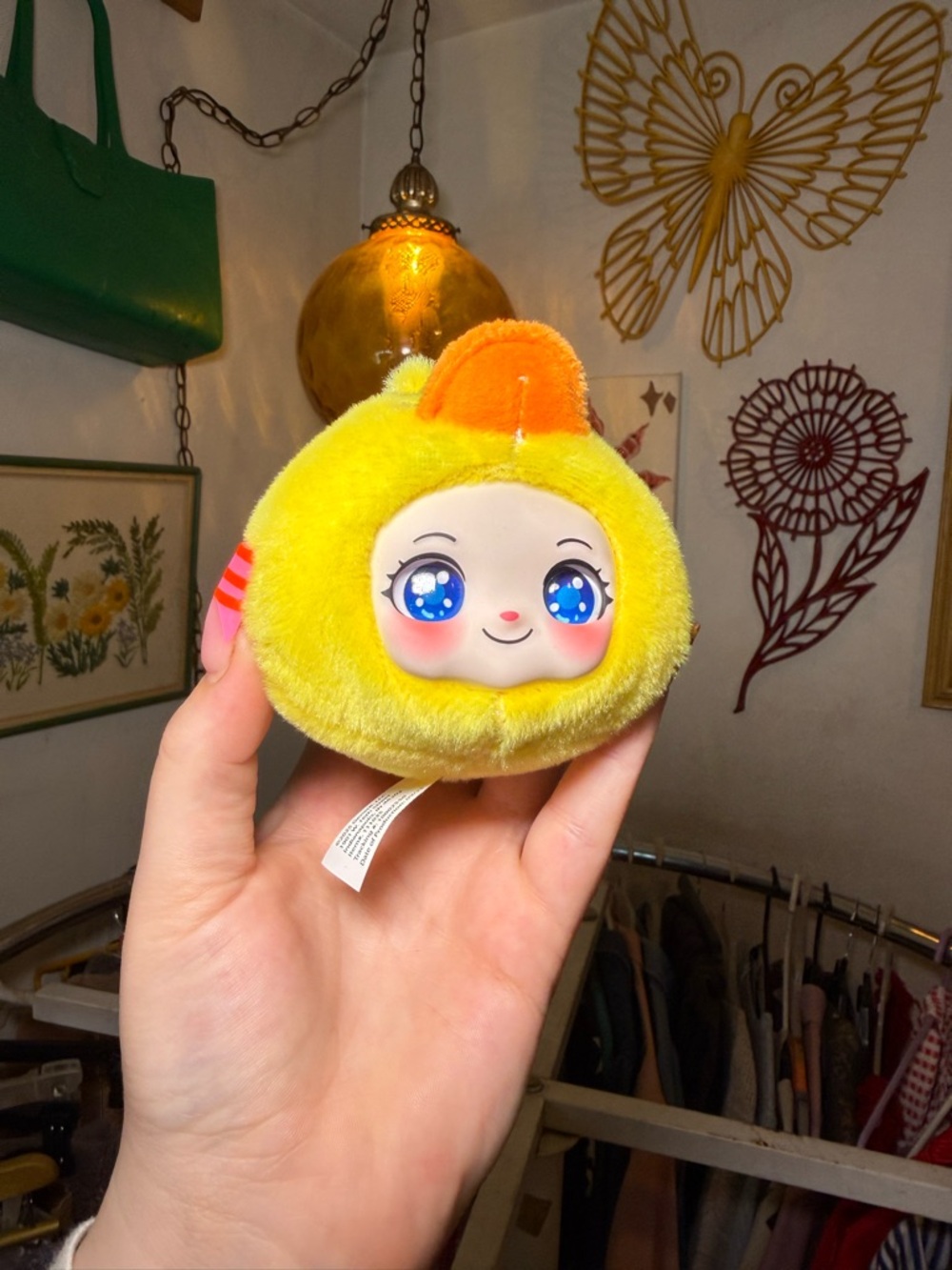 Harutso I Yellow Plush Duck Keychain with Face & glitter eyes - Picture 4 of 8